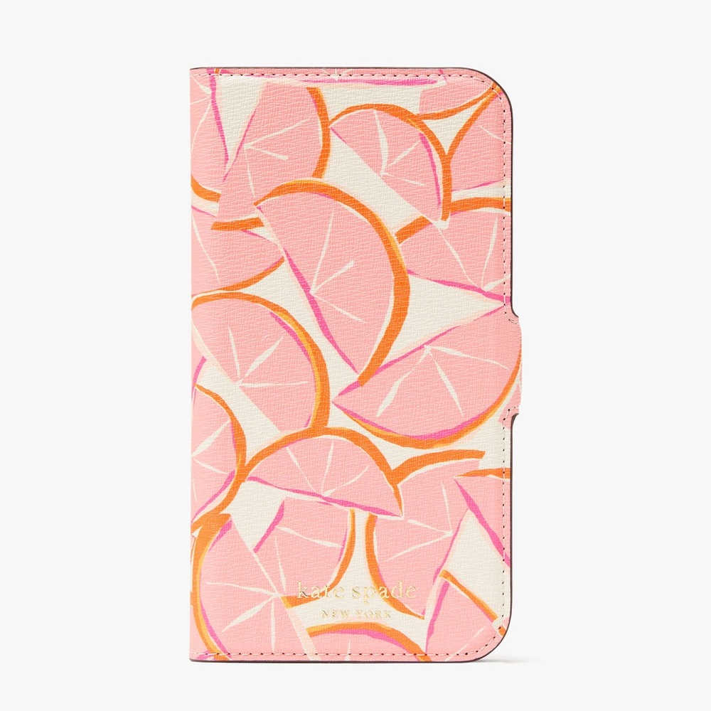 Kate Spade Grapefruit iPhone 13 Pro Magnetic Wrap Folio Case